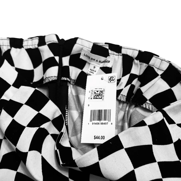 NEW Love On A Hanger Checkerboard Mini Denim Skirt - Picture 6 of 7